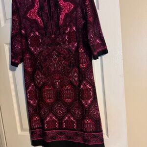 Sandra Darren Red and Pink V-Neck Sundress